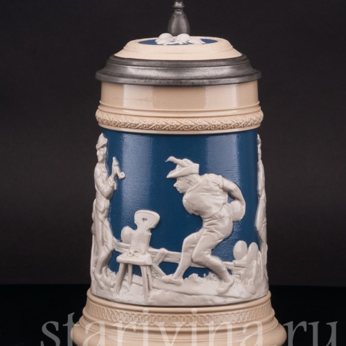 Старинная пивная кружка Кегельбан, 1/2 л, Villeroy & Boch, Германия, 1898 г.