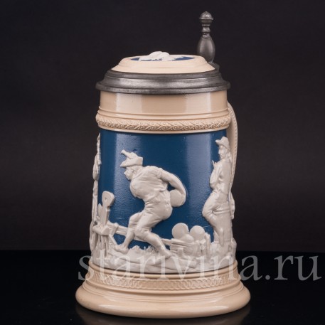 Старинная пивная кружка Кегельбан, 1/2 л, Villeroy & Boch, Германия, 1898 г.