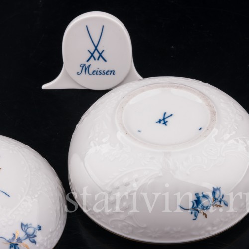 Фарфоровая шкатулка Букет с мухой, Meissen, Германия, 1978 г.