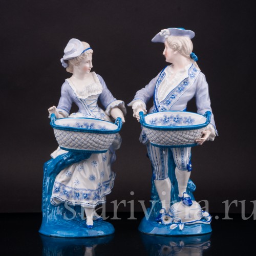 Фарфоровые статуэтки Пара с корзинами, Von Schierholz, Германия, 1870-1894 гг.
