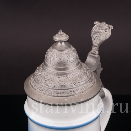 Старинная фарфоровая кружка Всегда пустая, 1/2 л, Германия, 1900е гг.