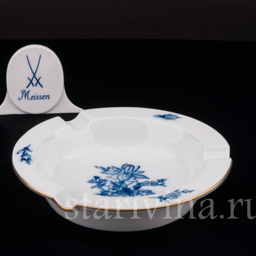 Фарфоровая пепельница Цветы и насекомые, Meissen, Германия, 1953 г