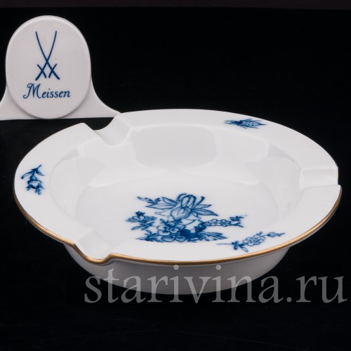 Фарфоровая пепельница Цветы и насекомые, Meissen, Германия, 1953 г