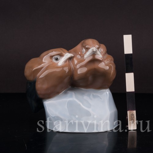 Фигурка птиц из фарфора Два птенца, Heubach, Германия, нач. 20 века.