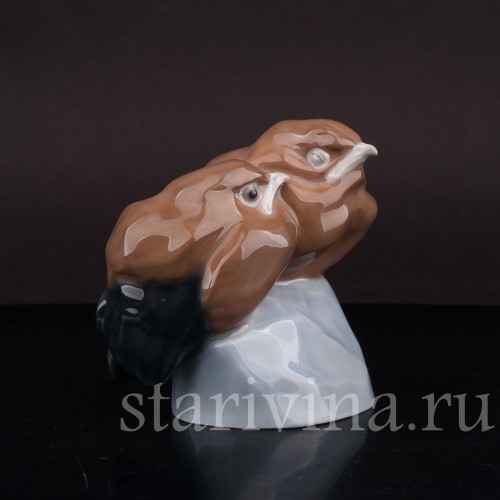 Фигурка птиц из фарфора Два птенца, Heubach, Германия, нач. 20 века.
