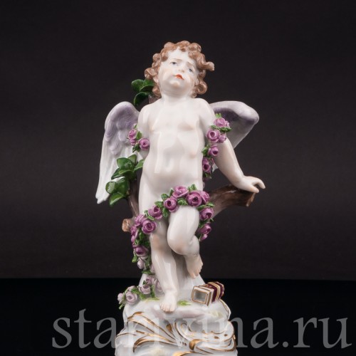 Фарфоровая статуэтка Купидон, связанный гирляндами из роз, Meissen, Германия, кон. 19 - нач. 20 вв.