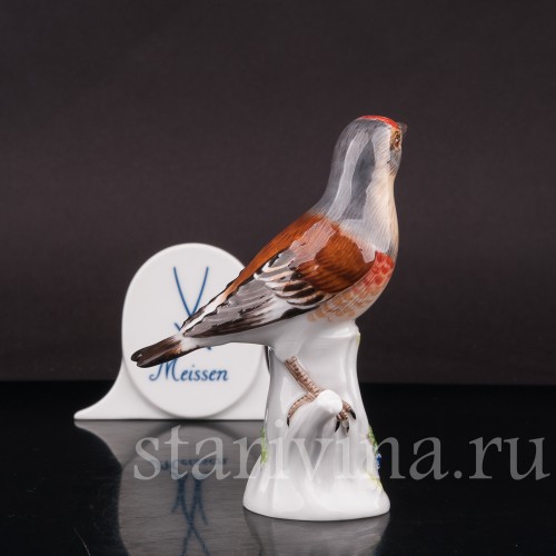 Фарфоровая фигурка птицы Коноплянка, Meissen, Германия, до 1950 г.