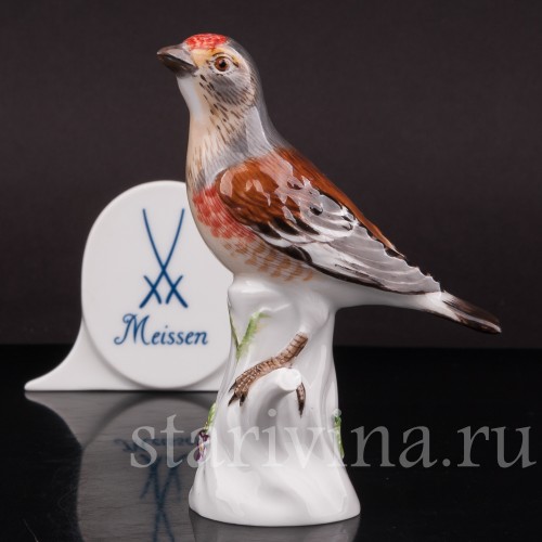 Фарфоровая фигурка птицы Коноплянка, Meissen, Германия, до 1950 г.