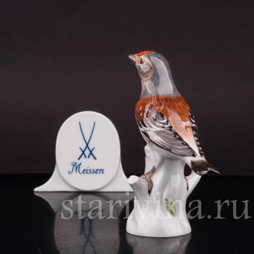 Фарфоровая фигурка птицы Коноплянка, Meissen, Германия, до 1950 г.