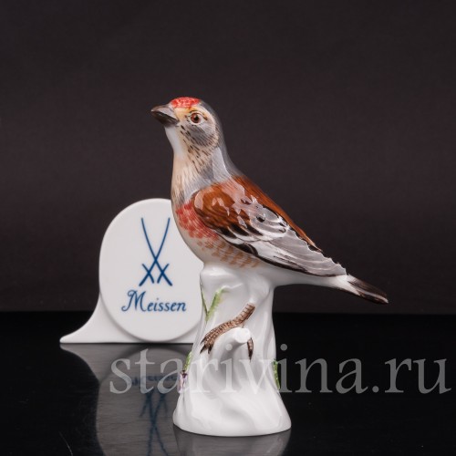 Фарфоровая фигурка птицы Коноплянка, Meissen, Германия, до 1950 г.