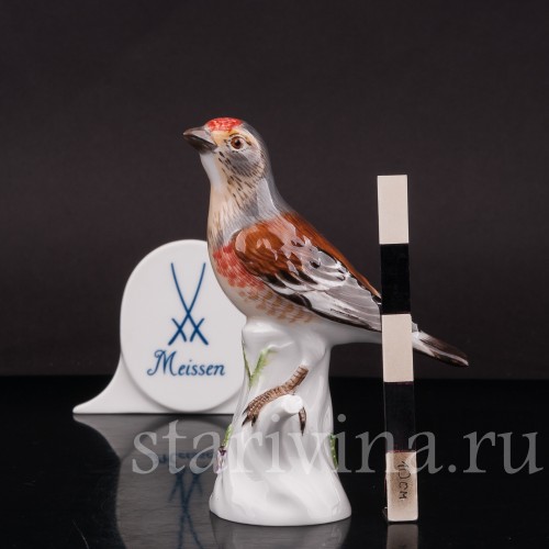 Фарфоровая фигурка птицы Коноплянка, Meissen, Германия, до 1950 г.