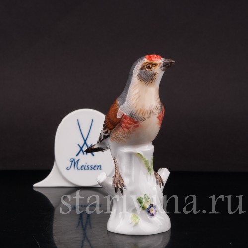Фарфоровая фигурка птицы Коноплянка, Meissen, Германия, до 1950 г.