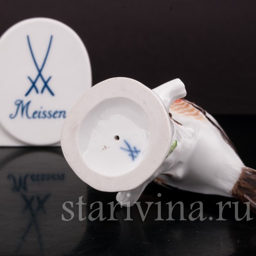 Фарфоровая фигурка птицы Коноплянка, Meissen, Германия, до 1950 г.