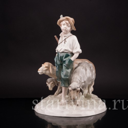 Композиция из фарфора Пастушок с овцами, Von Schierholz, Германия, 1930 гг.