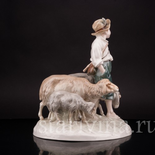 Композиция из фарфора Пастушок с овцами, Von Schierholz, Германия, 1930 гг.