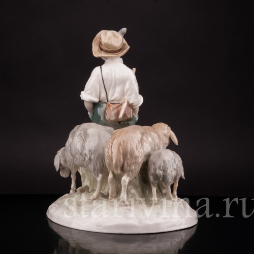 Композиция из фарфора Пастушок с овцами, Von Schierholz, Германия, 1930 гг.