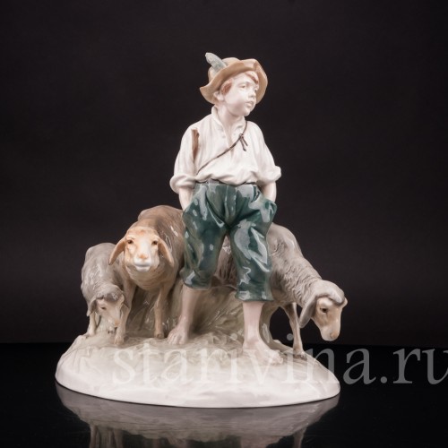 Композиция из фарфора Пастушок с овцами, Von Schierholz, Германия, 1930 гг.