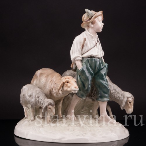 Композиция из фарфора Пастушок с овцами, Von Schierholz, Германия, 1930 гг.