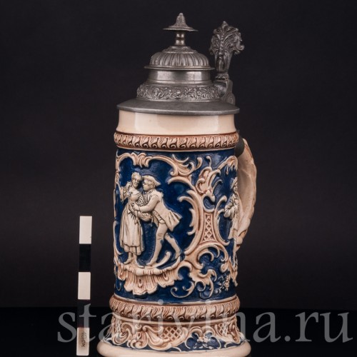 Старинная пивная кружка Влюблённая пара, 1/2 л, Marzi & Remy, Германия, нач. 20 в.