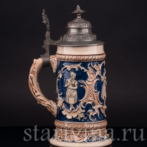 Старинная пивная кружка Влюблённая пара, 1/2 л, Marzi & Remy, Германия, нач. 20 в.
