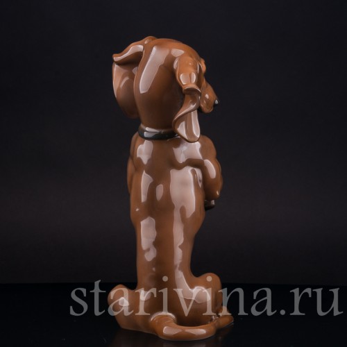 Статуэтка собаки из фарфора Сидящая такса, Rosenthal, Германия, 1950 гг.