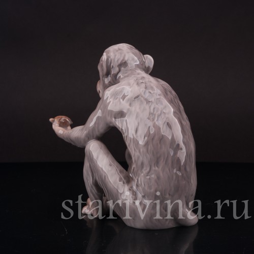 Фарфоровая фигурка "Философ", обезьяна с черепашкой, Bing & Grondahl, Дания, 1948-52 гг.