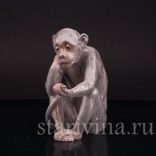 Фарфоровая фигурка "Философ", обезьяна с черепашкой, Bing & Grondahl, Дания, 1948-52 гг.