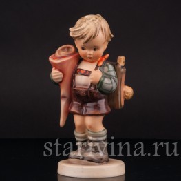 Фигурка мальчика из фарфора Ученик с завтраком, Goebel, Германия, 1960-63 гг.