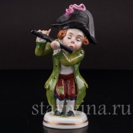 Фарфоровая фигурка Музыкант с флейтой, Scheibe-Alsbach, Германия, пер. пол. 20 века.