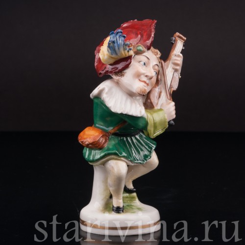 Фигурка из фарфора Музыкант-горбун со скрипкой, Scheibe-Alsbach, Германия, пер. пол. 20 века.