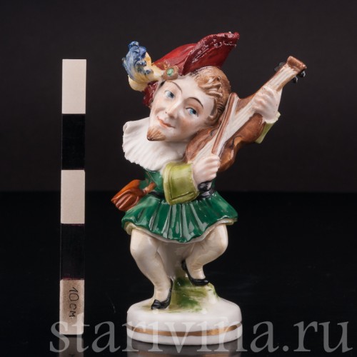 Фигурка из фарфора Музыкант-горбун со скрипкой, Scheibe-Alsbach, Германия, пер. пол. 20 века.