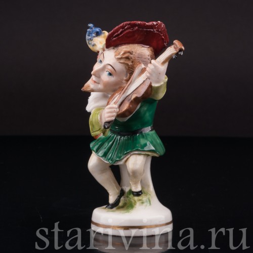 Фигурка из фарфора Музыкант-горбун со скрипкой, Scheibe-Alsbach, Германия, пер. пол. 20 века.