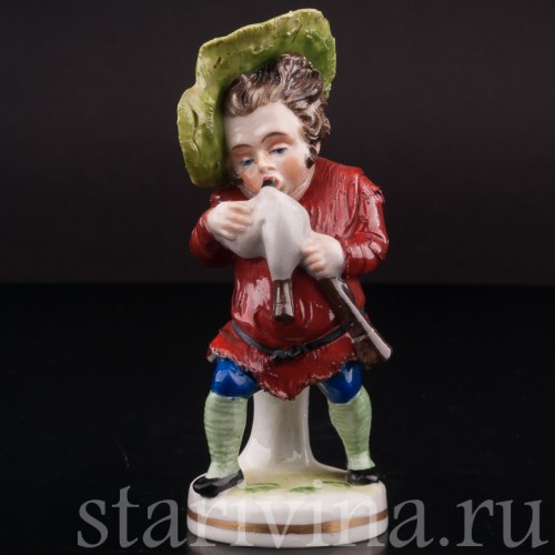 Фигурка из фарфора Музыкант-горбун с волынкой, Scheibe-Alsbach, Германия, нач. 20 в.