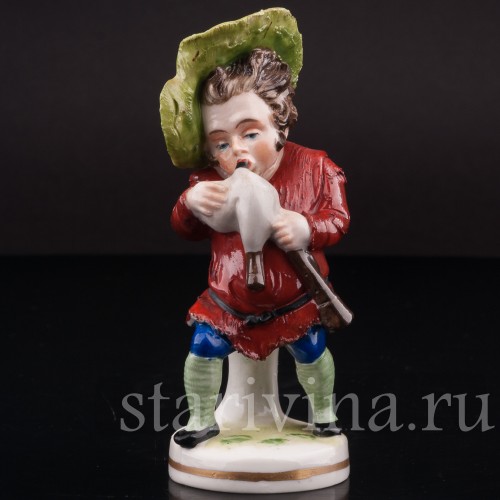 Фигурка из фарфора Музыкант-горбун с волынкой, Scheibe-Alsbach, Германия, нач. 20 в.