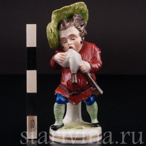 Фигурка из фарфора Музыкант-горбун с волынкой, Scheibe-Alsbach, Германия, нач. 20 в.