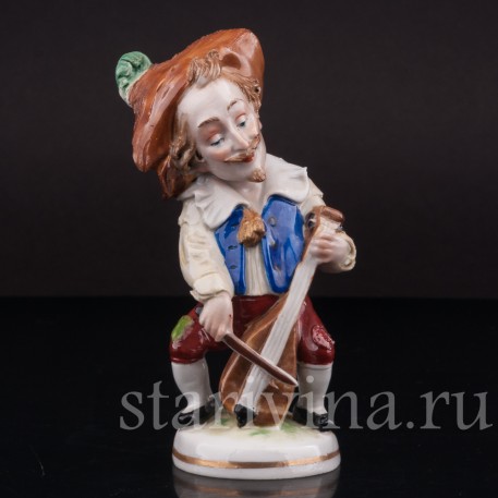 Фарфоровая фигурка Музыкант-горбун с виолончелью, Scheibe-Alsbach, Германия, нач. 20 в.
