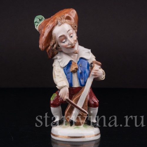 Фарфоровая фигурка Музыкант-горбун с виолончелью, Scheibe-Alsbach, Германия, нач. 20 в.