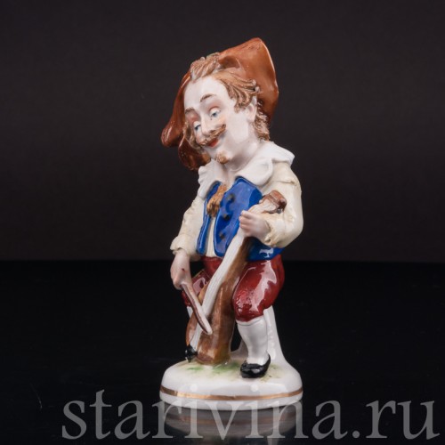 Фарфоровая фигурка Музыкант-горбун с виолончелью, Scheibe-Alsbach, Германия, нач. 20 в.