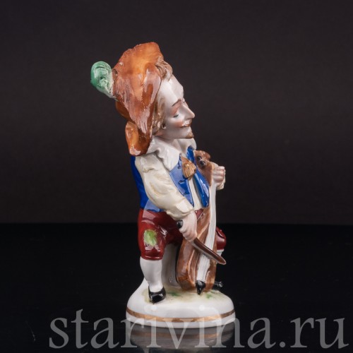 Фарфоровая фигурка Музыкант-горбун с виолончелью, Scheibe-Alsbach, Германия, нач. 20 в.