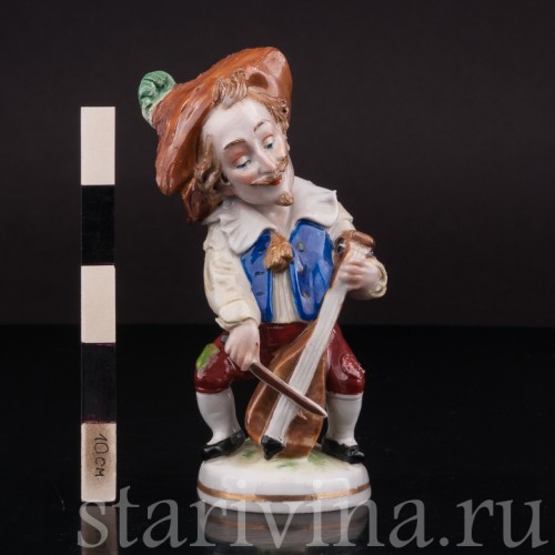 Фарфоровая фигурка Музыкант-горбун с виолончелью, Scheibe-Alsbach, Германия, нач. 20 в.