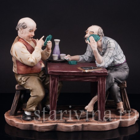 Фарфоровая композиция Игроки в карты, Capodimonte, Италия, вт. пол. 20 в.