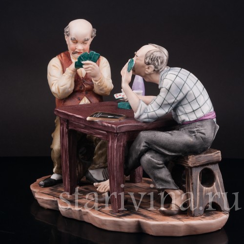 Фарфоровая композиция Игроки в карты, Capodimonte, Италия, вт. пол. 20 в.