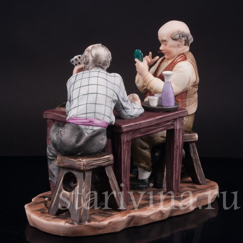 Фарфоровая композиция Игроки в карты, Capodimonte, Италия, вт. пол. 20 в.