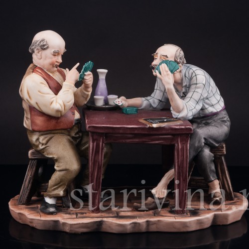 Фарфоровая композиция Игроки в карты, Capodimonte, Италия, вт. пол. 20 в.