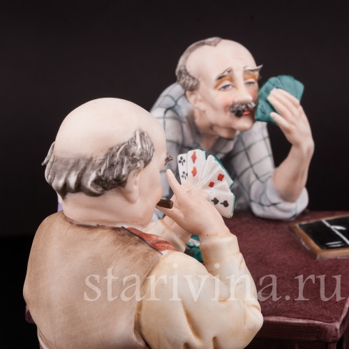 Фарфоровая композиция Игроки в карты, Capodimonte, Италия, вт. пол. 20 в.