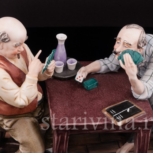 Фарфоровая композиция Игроки в карты, Capodimonte, Италия, вт. пол. 20 в.