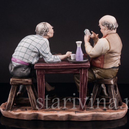 Фарфоровая композиция Игроки в карты, Capodimonte, Италия, вт. пол. 20 в.