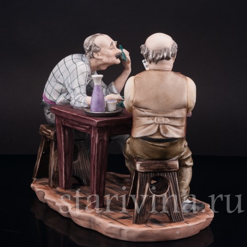 Фарфоровая композиция Игроки в карты, Capodimonte, Италия, вт. пол. 20 в.