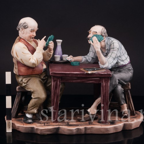 Фарфоровая композиция Игроки в карты, Capodimonte, Италия, вт. пол. 20 в.