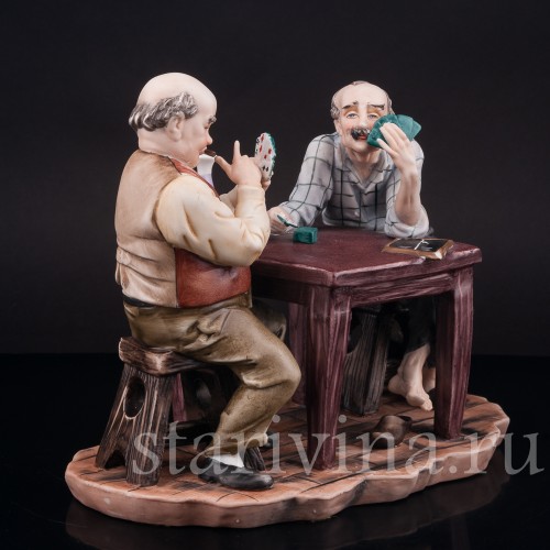 Фарфоровая композиция Игроки в карты, Capodimonte, Италия, вт. пол. 20 в.